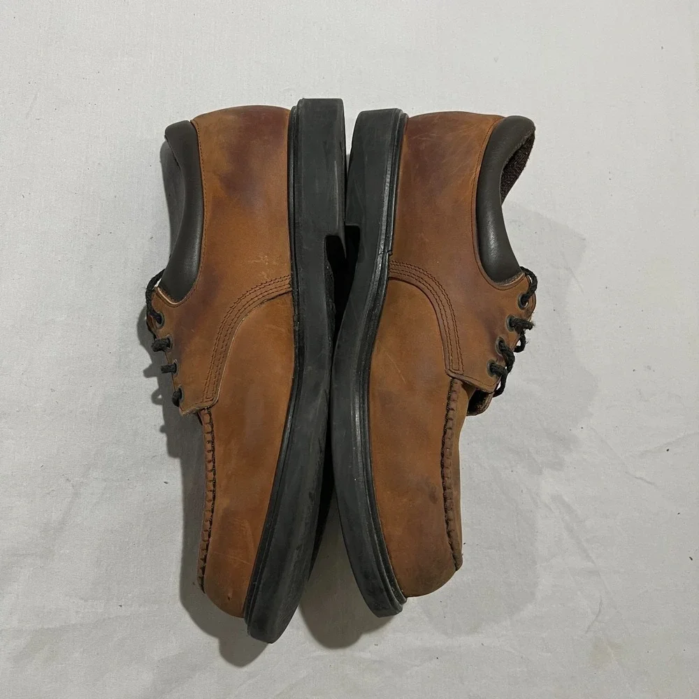 VTG Red Wing Mens Brown Leather Super Sole Moc Steel Toe Shoes ANSI Z41 Sz 12.5